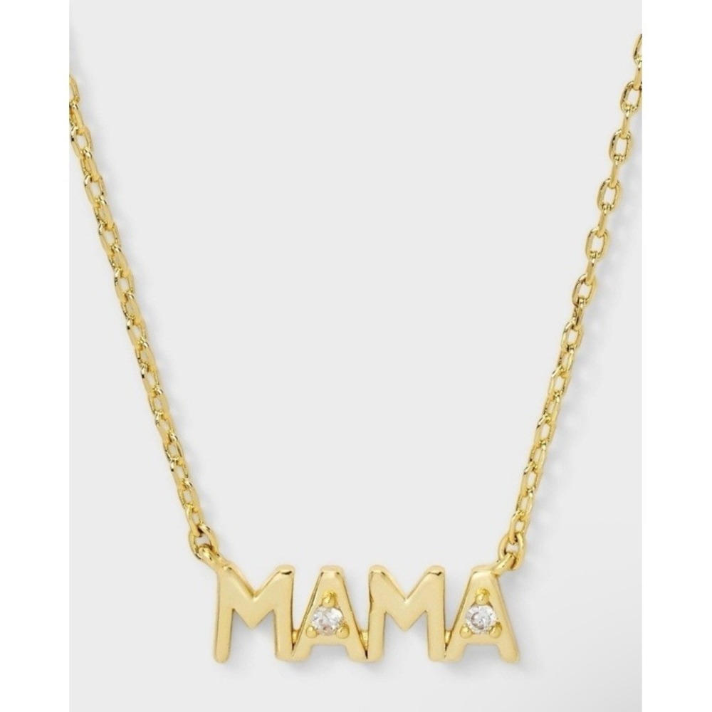 Adornia 14k Gold Plated MAMA Necklace Pendant Crystal‎ Cubic Zirconia NIB Gift